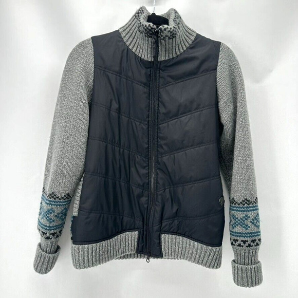 Descente Fair Isle‎ Knit Jacket Insulated Womens XS Winter Active Outdoor Preppy - Picture 1 of 9